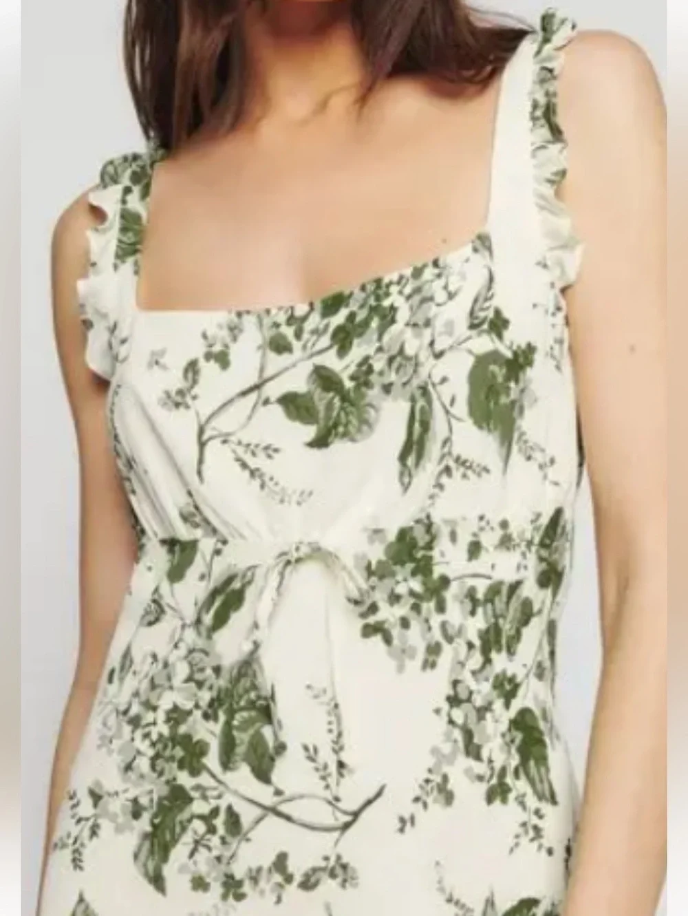 Reformation Leni floral botanical midi dress cream green size M